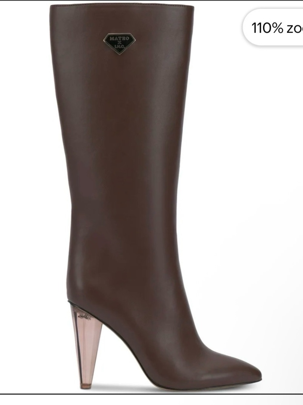 INC International Concepts Brown Leather Knee-High Boot with Translucent Heel